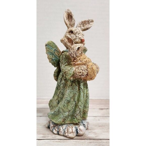 Ks Collection Mom Baby Figurine Limited Edition Bunny Green Dress Wings 838946 - Picture 2 of 11